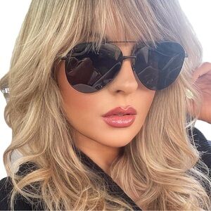 DIFF Scarlett Aviator Sunglasses Black Frame Black Lens Oversized Unisex NWT
